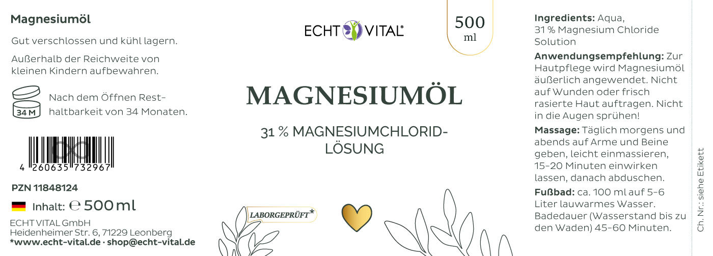 magnesium oil,  magnesium chloride solution,  500 ml,  31% magnesium chloride,  label angebots