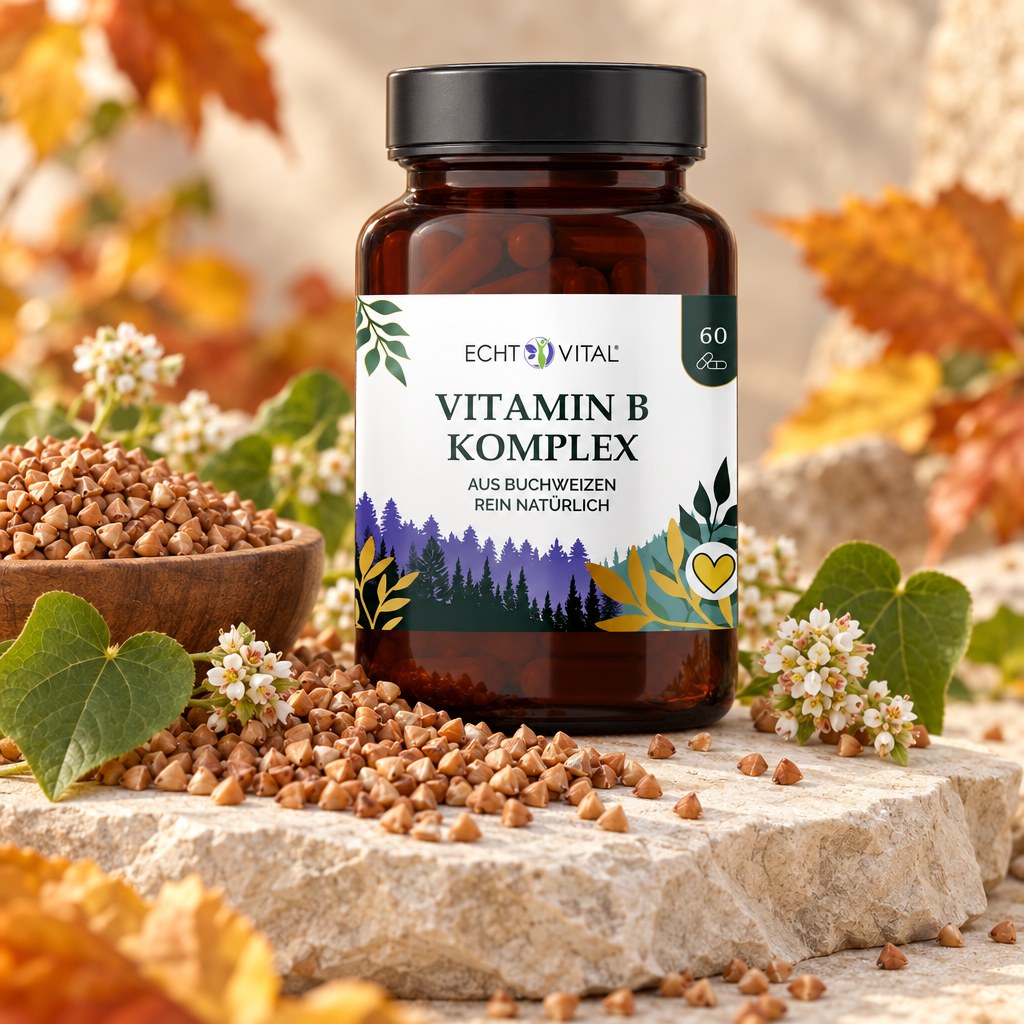 Echt Vital Vitamin B Komplex mit Buchweizenkörnern und Blüten
