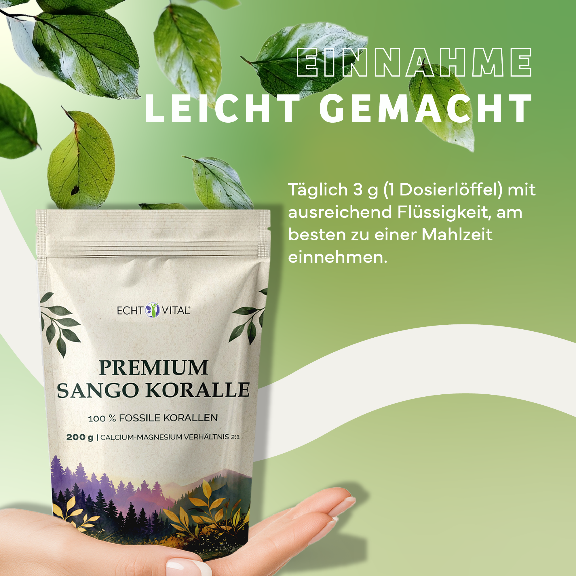 Kräuter, Werbung, Plakat, Blatt, Sango-Koralle, Koralle, Nahrungsergänzung, 200 g, Beutel